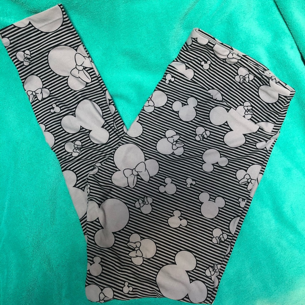 LuLaRoe leggings, silver and black w/Mouse design